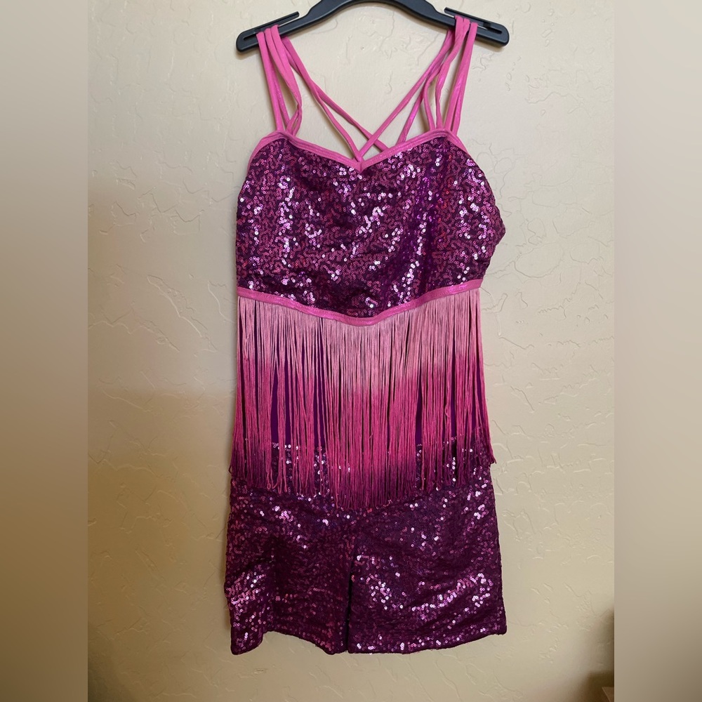 purple/pink one piece solo costume